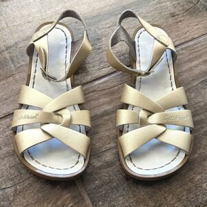Salt Water By Hoy Kids Original Gold Leather Sandals, 5